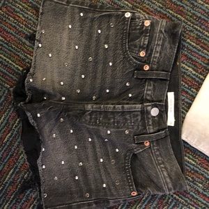 black studded levi shorts